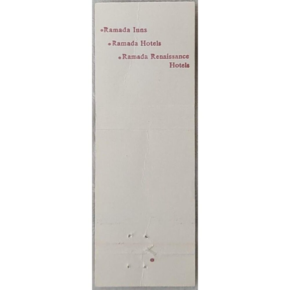 Ramada Hotel Matchbook Cover National Inns Renaissance Simple Brown on White - Picture 3 of 5